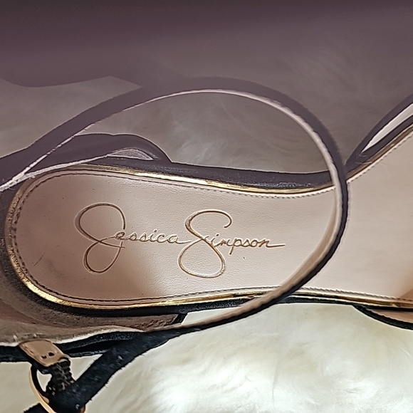 Jessica Simpson black suede stiletto sandals ankle straps high heel - Picture 7 of 13